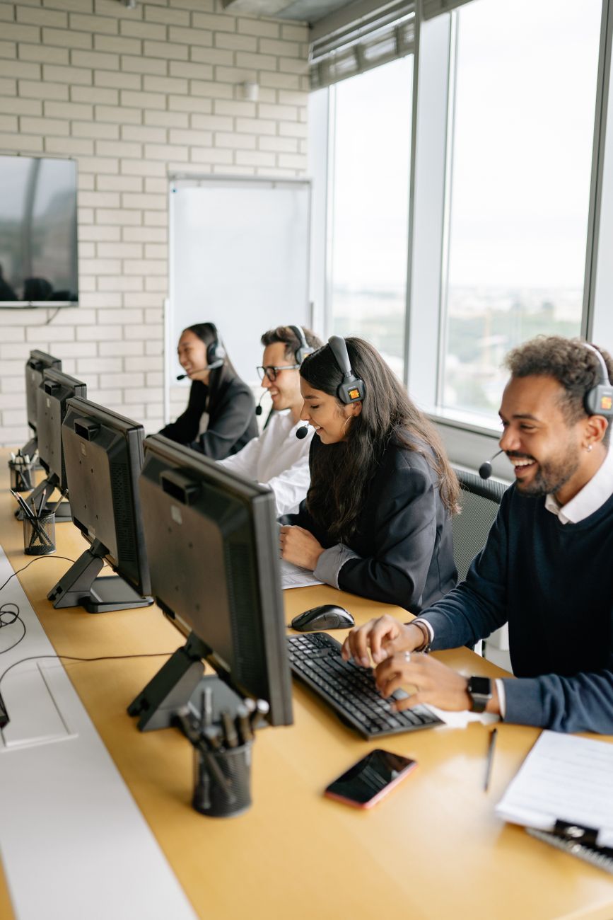 call center agents working